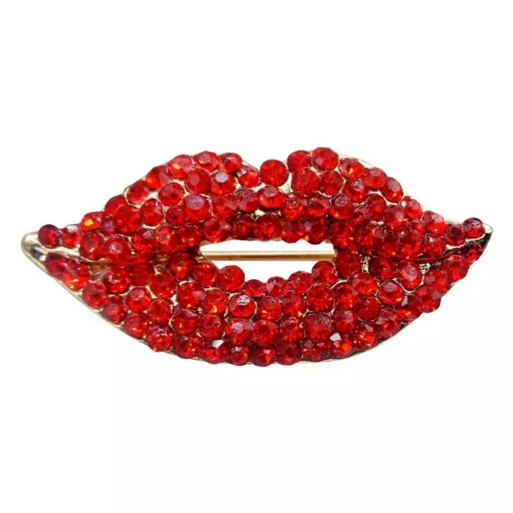 2/$20 Glistening Red Lips 👄 Lapel Pin Brooch